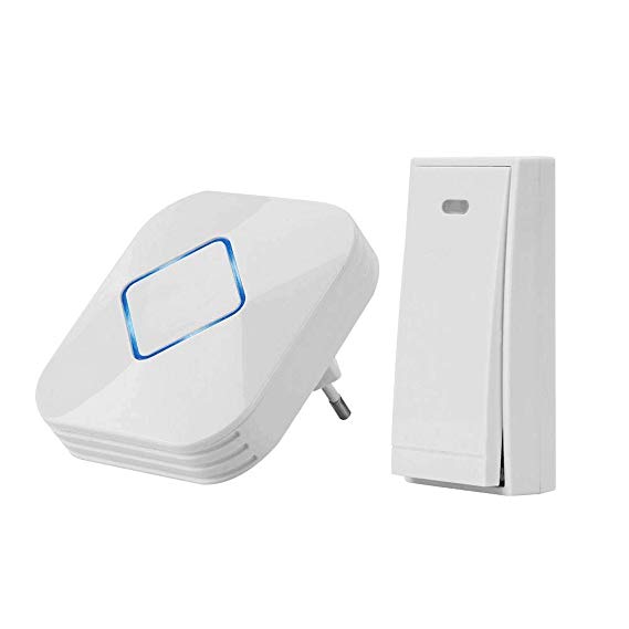 Dinly Wireless Doorbell Waterproof Chime Kit with LED Flash, Over 600 Feet Operating Range With 4 Levels Volume & 58 Chimes, W658
