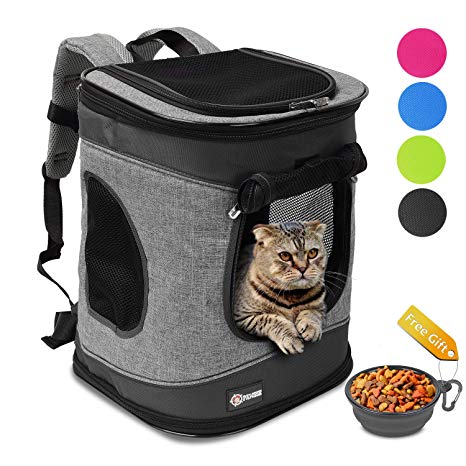 Tirrinia Pet Carrier Backpack for Cats and Dogs up to 15 LBS Airline-Approved Travel Carrier for Pets Hiking, Walking, Cycling & Outdoor Use 16" H x13.2 L x12