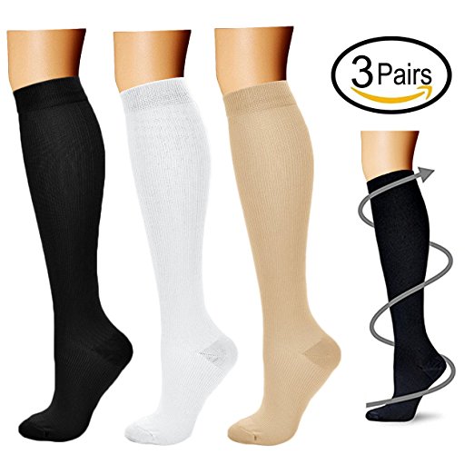 Compression Socks (3 Pairs), 15-20 mmhg is BEST Athletic & Medical for Men & Women, Running, Flight, Travel, Nurses - Boost Performance, Blood Circulation & Recovery