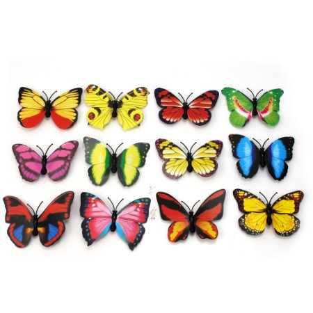 12Pcs Cute Charming Butterfly 3D Fridge Magnets Art Room Wall Decor Crafts DIY