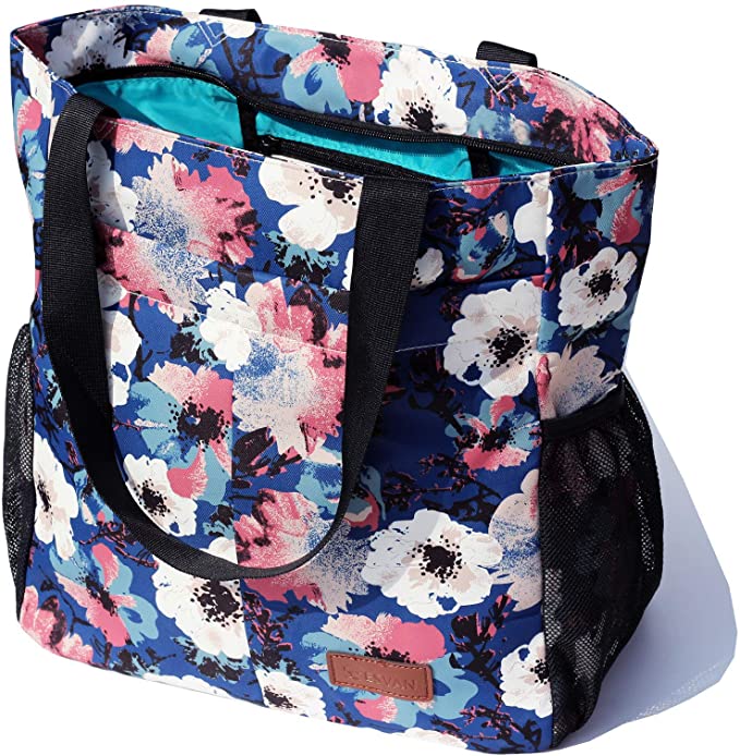 Original Floral Water Resistant Tote Bag Large Shoulder Bag with Multi Pockets for Gym Hiking Picnic Travel Beach Daily Bags