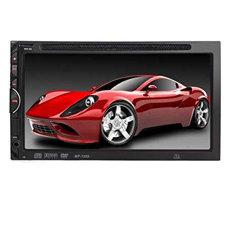 Efitty 7" Double Din In Dash Car Stereo Support DVD/CD/MP4,USB/SD,AM/FM,Bluetooth Touchscreen Player with RDS Radio Tuner AUX-In Remote control Hands-free