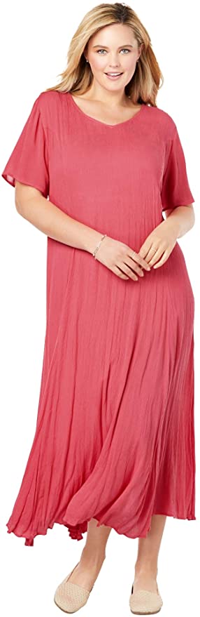 Woman Within Women's Plus Size Crinkle Dress