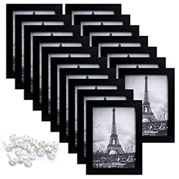 upsimples 5x7 Picture Frame Set of 17,Black Picture Frames for Wall or Tabletop Display,Gallery Wall Frame Set