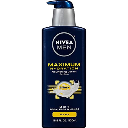 Nivea Men Maximum Hydration 3-in-1 Nourishing Lotion - Body, Face, Hands - 16.9 oz. Pump Bottle - 2 Pack