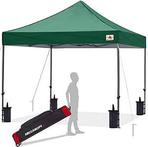 ABCCANOPY Pop up Canopy Tent Commercial Instant Shelter with Wheeled Carry Bag, 10x10 FT Green