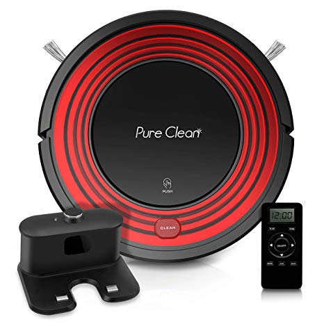 PureClean Automatic Programmable Robot Vacuum Cleaner - Robotic Auto Home Cleaning for Clean Carpet Hardwood Floor w/Self Activation and Charge Dock - HEPA Pet Hair & Allergies Friendly PUCRC95UK