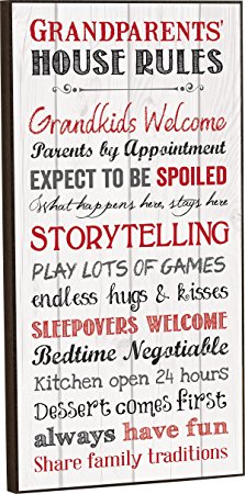 Grandparents House Rules Inspirational Wooden Decorative Wall Art Plaque