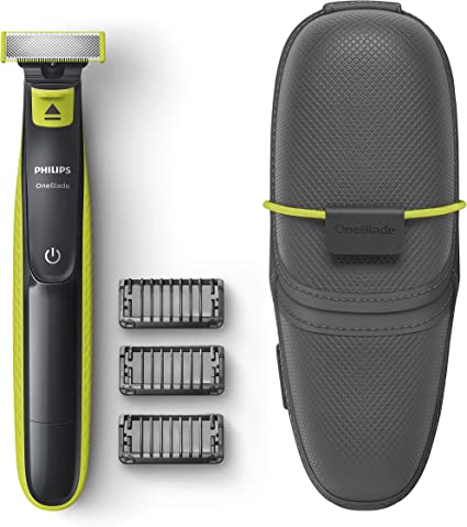 Philips OneBlade Face QP2520/65 Trim, Edge, Shave for Any Length of Hair 3 x Click-on Stubble Combs Rechargeable, Wet & Dry use, Yellow and Black