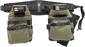 The Diamondback GRRande 2.0 Tool Belt System, Right Handed, Ranger Green, Small | For Carpenter Framer Roofer | Padded 5 pockets, 13 slots, 2 loops | Drill Bit, Speed Square, Measuring Tape