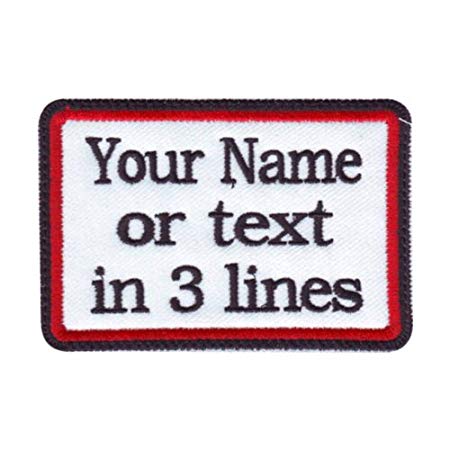Rectangular 3 Line Custom Embroidered Name Tag Sew On Patch (A)