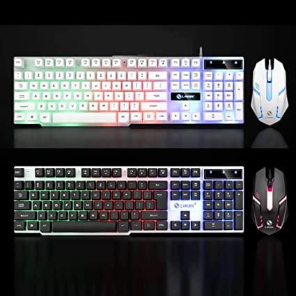 Vividy Gaming LED Backlight Mechanical for PC Wired USB Mouse Keyboard Kit Keyboard & Mouse Combos