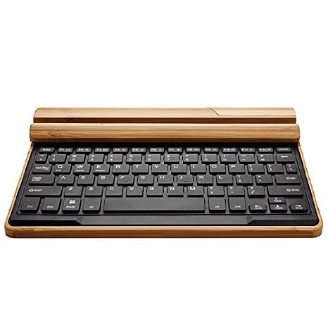 Bluetooth Keyboard Oittm Universal Wireless Multimedia Keyboard with Groove Stand Handcrafted Bamboo Holder for Tablet iPad iPhone Android Smartphone Support IOS Android Window System Bamboo
