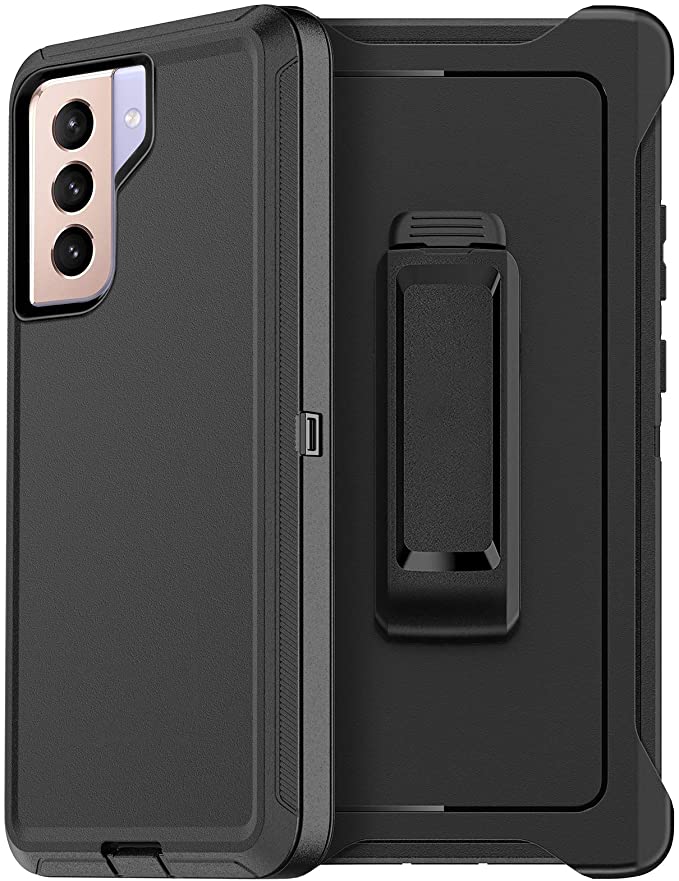 Case for Samsung Galaxy S21 5G Case (2021) Heavy Duty Shockproof Drop-Proof Dustproof Triple Layer Defense Cover for Samsung Galaxy S21 5G Case (2021) 6.2” (Black with Belt Clip)