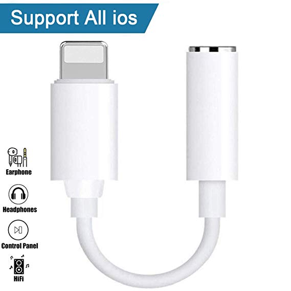 for iPhone Headphone/Earbuds Adapter, Lightnįng to 3.5mm Headphones Jack Adapter Cable Compatible with iPhone 7/8/7Plus/8Plus/X/Xs/XR/XS Max Adapter Headphone Jack Adapter Support IOS11 and Better