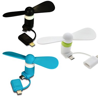 2-in-1 Mini Fan for iPhone/iPad and Android - 3-Pack Bundle