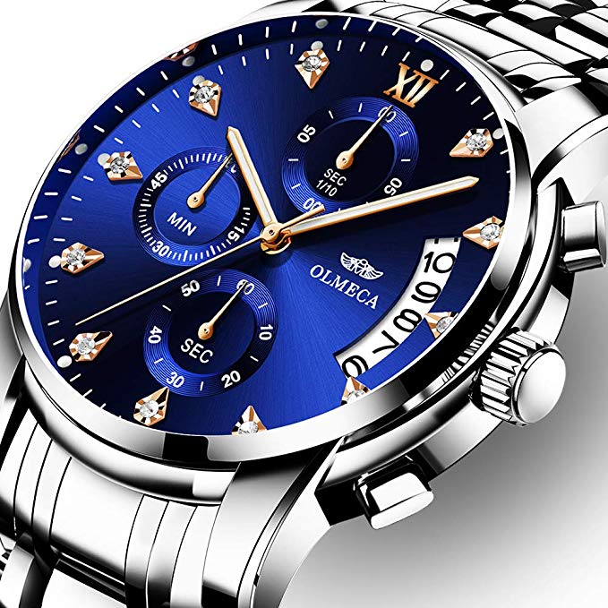 OLMECA Men's Watches Luxury Wristwatches Rhinestone Watches Waterproof Fashion Quartz Watches Women Watch Stainless Steel Watch