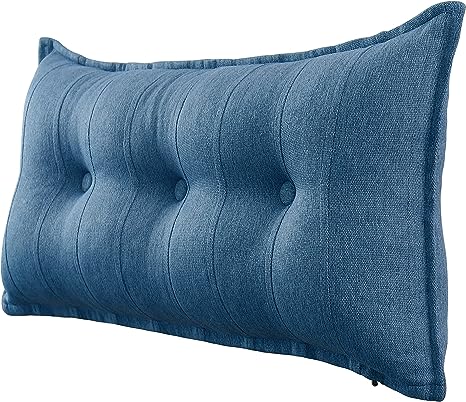 WOWMAX Rectangular Headboard Pillow Bolster Pillow for Bed Back Rest Pillow for Sitting in Bed Daybed Pillows Back Support Pillow for Bed Reading Pillow Blue Twin