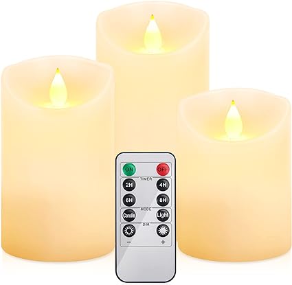 TiKenSo Flickering Flameless Candles 3 Pack 4" 5" 6" led Candles Battery Operated Candles Warm White Light for Wedding Decorations Wedding Decor Table