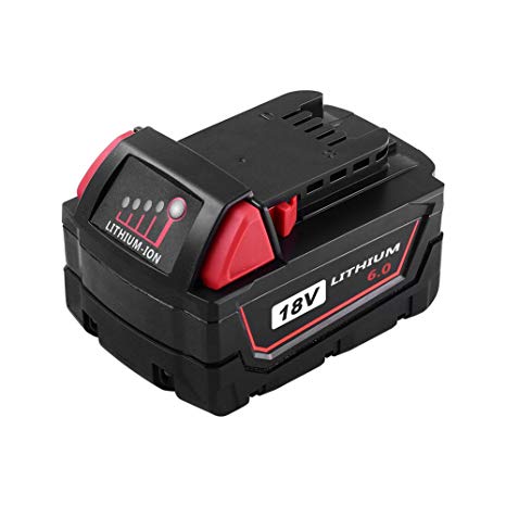 Upgraded 6000mAh Replace for Milwaukee M18 Battery 18V 6.0Ah Xc Lithium 48-11-1820 48-11-1840 48-11-1850 48-11-1828 Cordless Power Tools