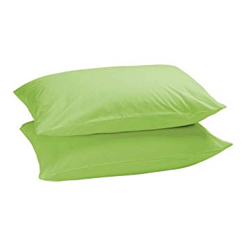 Comfy Basics 2 Pack Brushed Microfiber Bedding Pillow Cases (Lime Green, King)