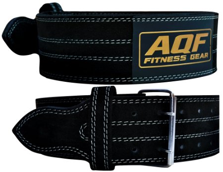 AQF Weight Lifting Nubuck Leather Power Belt Back Support Strap Gym Training Dip Small Medium Large XLarge XXL