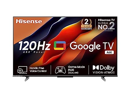 Hisense 189 cm (75 inches) Bezelless Series 4K Ultra HD Smart LED Google TV 75A6K (Gray)