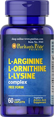 Puritan's Pride L-Arginine L-Ornithine L-Lysine-60 Caplets