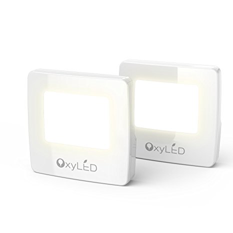 OxyLED N01 LED Night Light with Dusk to Dawn Sensor, Plug-In LED Night Lights for Bedroom, Bathroom, Hallway, Stairways(2-pack)