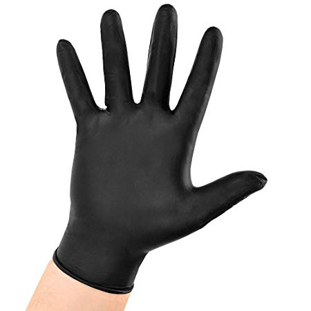 AURELIA BOLD Black Nitrile Powder Free Gloves Medium Box 0f 100 4.5mil Thickness