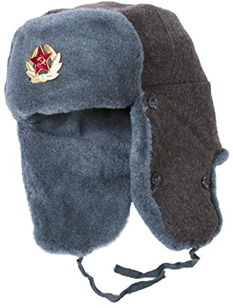 Authentic Russian Army Ushanka Winter Hat, with Soviet Army soldier insignia