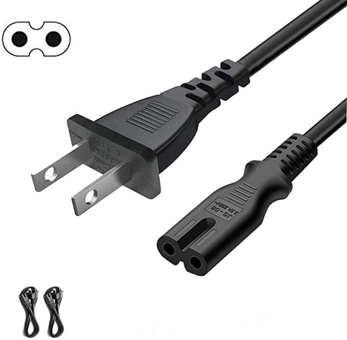 DTK 4 Ft / 1.2M IEC 60320 IEC-320-C7 Power Cord for Toshiba JVC Vizio TCL Hisense TV, Sony PS3 PS4, Xbox One X/S,2 Solt C7 Replacement Cord Black Color 2 Pack