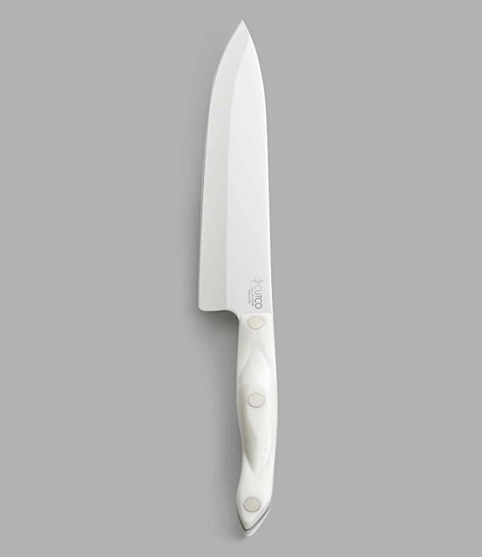 CUTCO Model 1725 French Chef Knife with White "Pearl" handle..........9.2" High-Carbon Stainless blade........5¾" thermo-resin handle...in factory-sealed plastic bag.