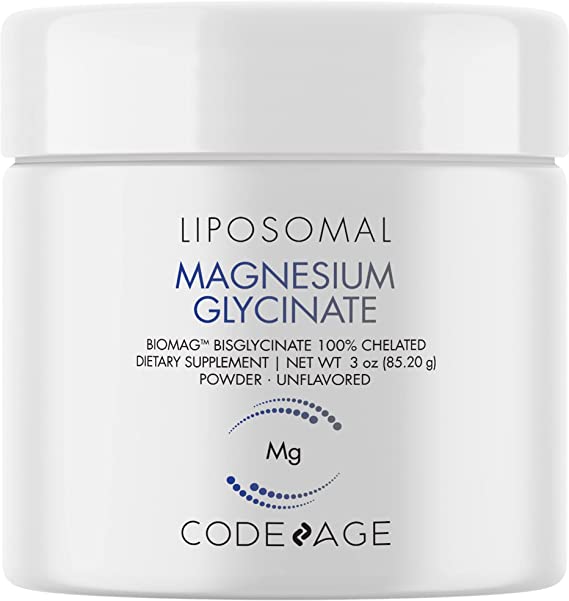 Codeage Magnesium Glycinate Powder Supplement, 2-Month Supply, Bisglycinate Magnesium Chelate, Unflavored, Liposomal Delivery & Absorption, Chelated Magnesium Powder Mineral, Non-GMO Vegan, 3 oz