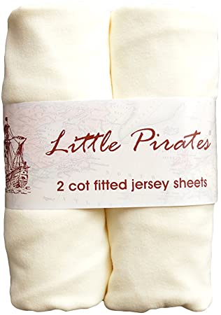 2 x Baby Cot Fitted Sheet 60x120 100% Jersey Cotton - Cream