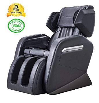 Full Body Massage Chair, Zero Gravity & Air Massage, Foot Roller, Shiatsu Recliner, with Heater, Footroller and Vibrating Black