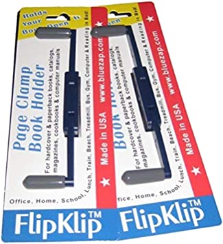 FlipKlip Portable Book Page Holder for Hands Free Reading in Bed, on The Go, on The Treadmill & Exercise Bike - Works on Hardcovers, Paperbacks, Magazines, and Comic, Art, Piano and Recipe Books