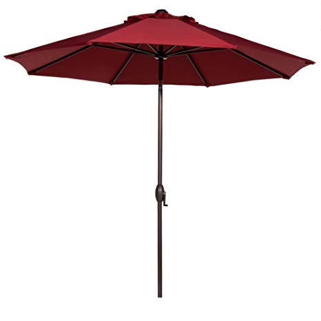 Abba Patio 11-Feet Patio Umbrella with Push Button Tilt and Crank, Red