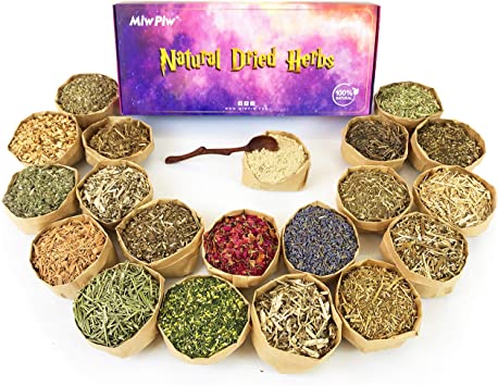 Natural Dried Herbs for Witchcraft - Wooden Spoon- Gift Box - 20 Witch Herbs Kit for Spells, Magic Ritual, Pagan, Altar Supplies, Included Mugwort, Sage, Lavender, Rosemary, Eucalyptus