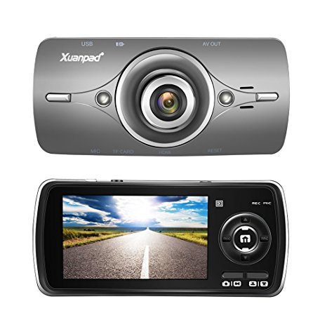 Xuanpad Dash Cam Full HD 1080P in Car Camera Blackbox DVR Dashboard with 2.7" LCD, Car Video Recorder, Built in G-Sensor with Automatic Loop Recording, WDR, Motion Detection, Parking Monitoring