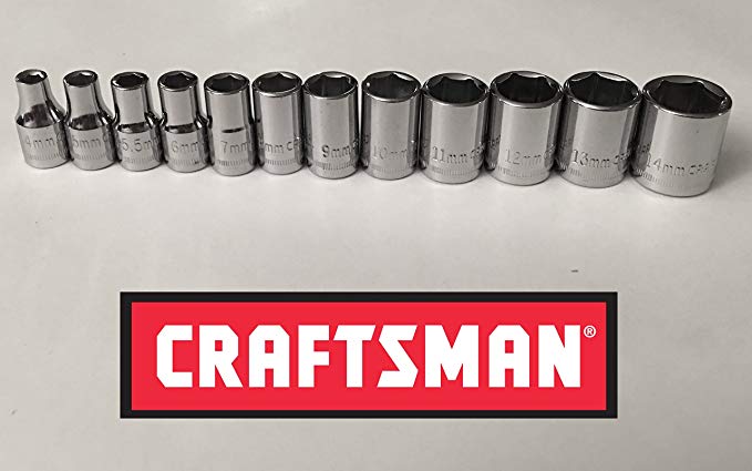 Craftsman 1/4" Drive 6 Pt Point 12 PC Piece Metric Socket Set MM