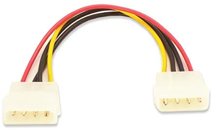 4 Pin Molex Male to a 4 Pin Molex Male Power Cable 6in