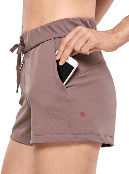 CRZ YOGA Women's Stretch Lounge Travel Shorts Elastic Waist Comfy Workout Shorts with Pockets -2.5 Inches