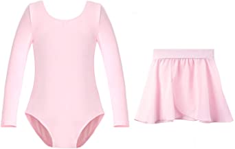 STELLE Girls Long Sleeve Ballet Leotards with Separated Skirt