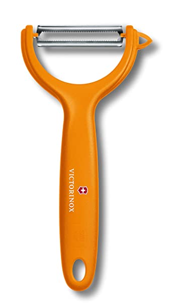 Victorinox, Swiss Classic Multipurpose Peeler/Vegetable Scrapper Double Edge Serrated -Orange Colour.