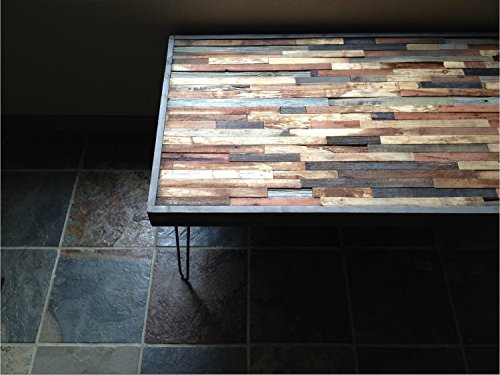 25% OFF SALE - 48"x24" Barn wood Coffee Table - Industrial Furniture - Modern Reclaimed Barn Wood in Beautiful Mosaic, Rustic Salvaged Reclaimed Wood and Vintage Steel Legs