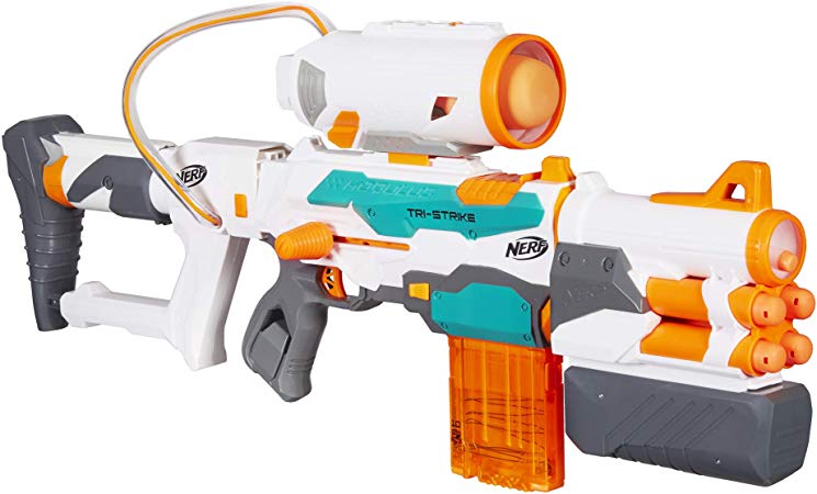 Nerf Modulus Tri-Strike Blaster -- Create 3 Different Blasters -- Fire Elite, Mega, or Rocket Darts -- Comes with Barrel, Stock, Darts