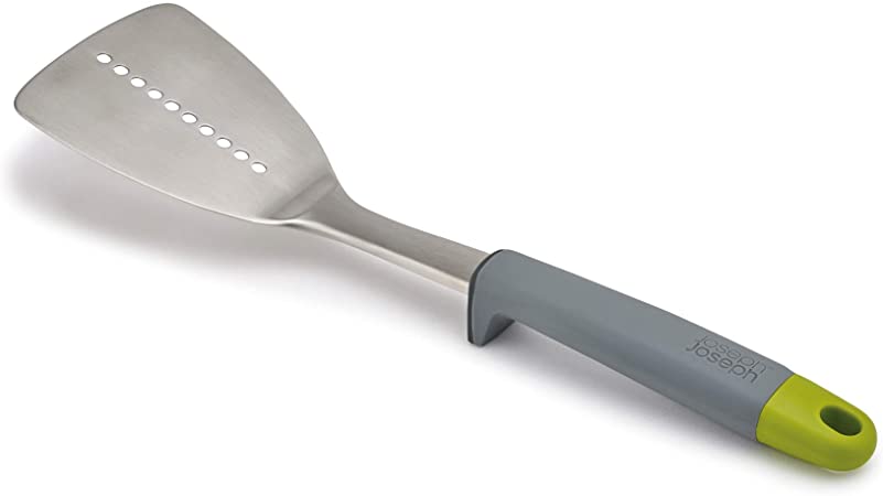 Joseph Joseph Elevate Stainless Steel Slotted Turner with Integrated Tool Rest, One-Size, Gray/Green