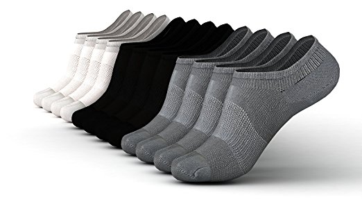 Super Soft Cushioned Sole Bamboo No Show Socks for Men 6 Pack Non Slip Silicone Grip by Stomper Joe