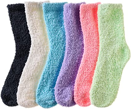 Fuzzy Socks for Women Slipper Winter Fluffy Cozy Soft Warm Microfibe Plush Sleep Home Christmas Socks